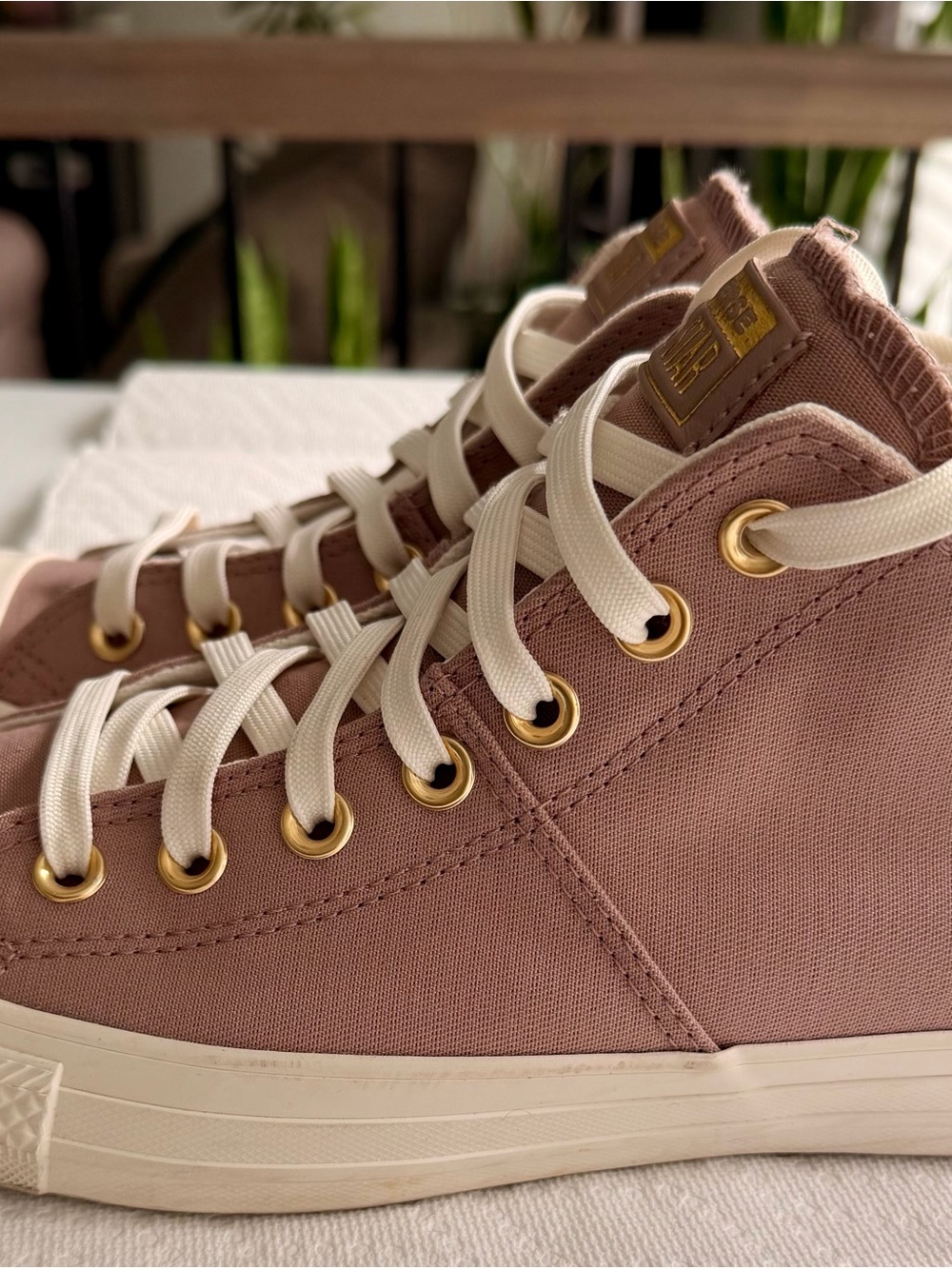 Converse High-Top Sneakers in Dusty Rose with Cream Laces